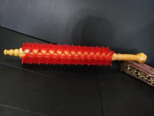 冠榤宗教法器,原木八角釘棍 2呎 108釘