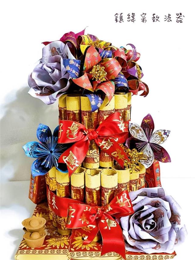 冠榤宗教法器,神明金紙祝壽蛋糕-雙層