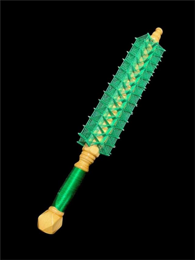 冠榤宗教法器,客製彩色八角釘棍(柄原木色線彩色) 2呎 108釘