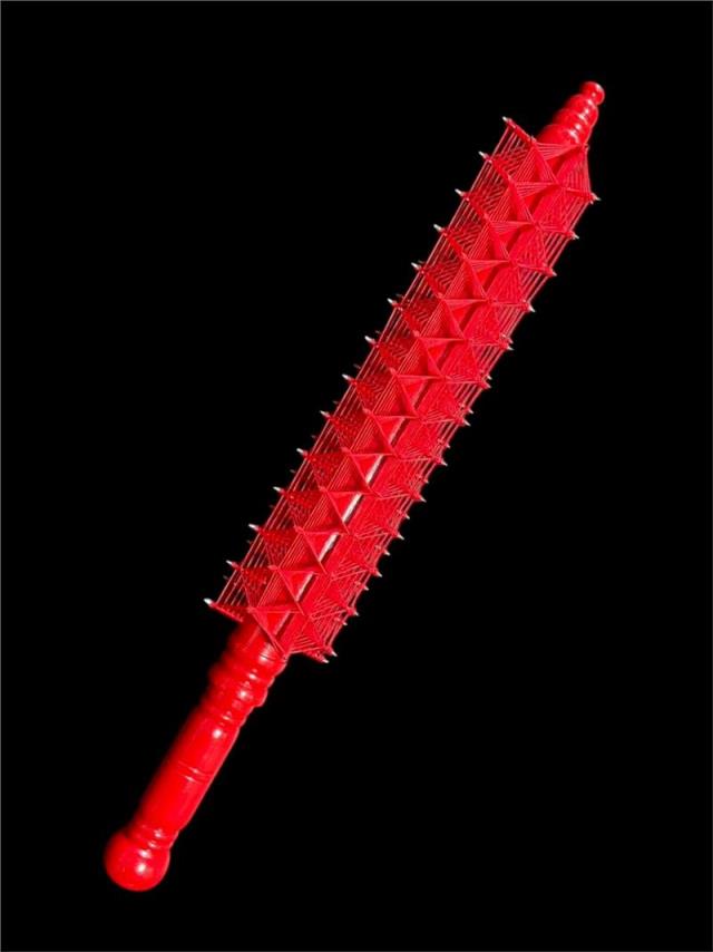 冠榤宗教法器,紅色圓柄釘棍(柄與線同色) 2呎 108釘