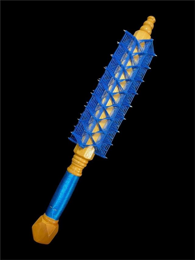 冠榤宗教法器,客製彩色八角釘棍(柄原木色線彩色) 1呎6 【72釘】